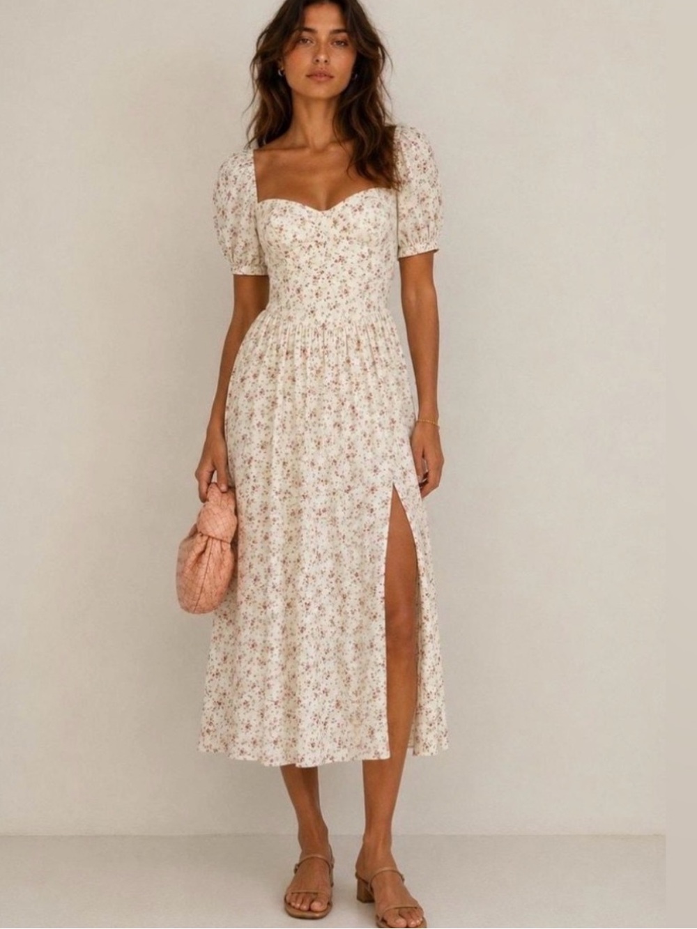 Reformation Cream Dress with Pink & Green Floral Accents - Picture 6 of 6